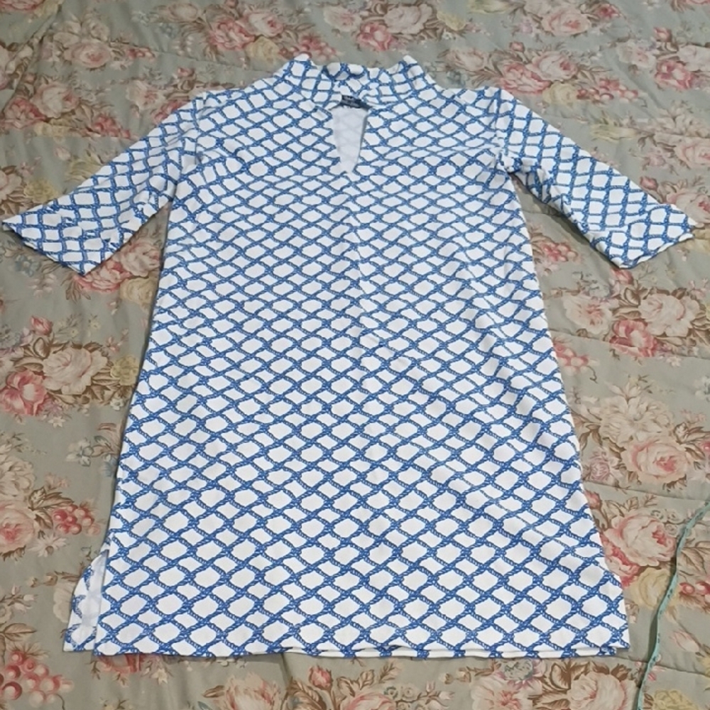 Blue and White Patterned Dress